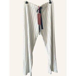 Hale Bob Lounge Pajama Polka Dot Pants Women's Small White Elastic Waist NWT